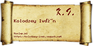 Kolodzey Iván névjegykártya